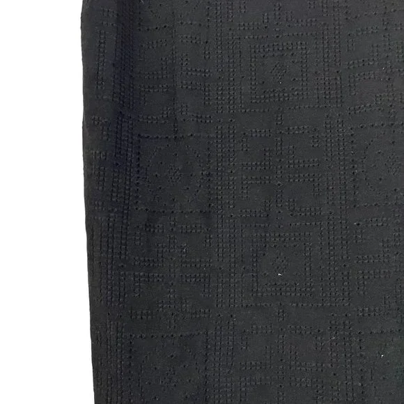 Gianni Versace Womens Black Greek Key Laser Cut Knit Pencil Skirt Size 44 US 8